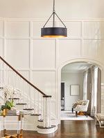 Load image into Gallery viewer, Drum Pendant Light – Industrial Black Pendant Light for Dining Room