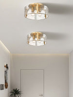 Load image into Gallery viewer, Vintage Semi Flush Mount Ceiling Light - Black and Glass Ceiling Fixture