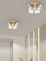 Load image into Gallery viewer, Vintage Semi Flush Mount Ceiling Light - Black and Glass Ceiling Fixture