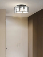Load image into Gallery viewer, Vintage Semi Flush Mount Ceiling Light - Black and Glass Ceiling Fixture