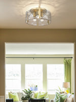 Load image into Gallery viewer, Vintage Semi Flush Mount Ceiling Light - Black and Glass Ceiling Fixture