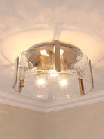 Load image into Gallery viewer, Vintage Semi Flush Mount Ceiling Light - Black and Glass Ceiling Fixture