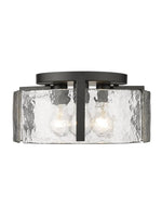 Load image into Gallery viewer, Vintage Semi Flush Mount Ceiling Light - Black and Glass Ceiling Fixture