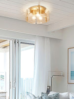 Load image into Gallery viewer, Vintage Semi Flush Mount Ceiling Light - Black and Glass Ceiling Fixture