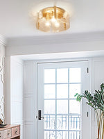 Load image into Gallery viewer, Vintage Semi Flush Mount Ceiling Light - Black and Glass Ceiling Fixture