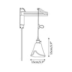 Cargar imagen en el visor de la Galería, Adjustable Wood-Arm Hanging Plug-In Wall Lamp dimension drawing 5