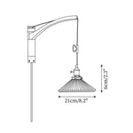 Cargar imagen en el visor de la Galería, Adjustable Wood-Arm Hanging Plug-In Wall Lamp dimension drawing 7