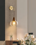 Charger l'image dans la visionneuse de galerie, Clear Bell Glass and Brass Plug-In Wall Lamp product view