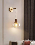 Charger l'image dans la visionneuse de galerie, Clear Bell Glass and Brass Plug-In Wall Lamp product view