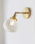 Charger l'image dans la visionneuse de galerie, Ribbed Glass Globe Plug-In Wall Lamp - product view 4