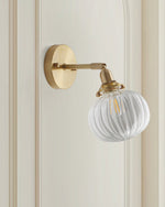 Charger l'image dans la visionneuse de galerie, Ribbed Glass Globe Plug-In Wall Lamp - product view 5