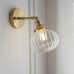 Charger l'image dans la visionneuse de galerie, Ribbed Glass Globe Plug-In Wall Lamp - product view 7
