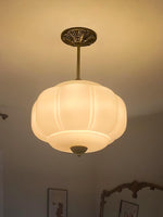 Load image into Gallery viewer, Eloise Scallop Vintage Milk Glass Semi-Flush Mount Pendant Light
