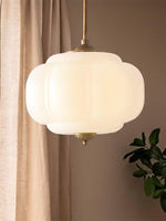 Load image into Gallery viewer, Eloise Scallop Vintage Milk Glass Semi-Flush Mount Pendant Light
