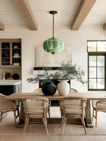 Load image into Gallery viewer, Eloise Scallop Vintage Milk Glass Semi-Flush Mount Pendant Light
