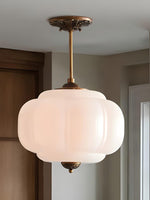 Load image into Gallery viewer, Eloise Scallop Vintage Milk Glass Semi-Flush Mount Pendant Light