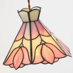 Cargar imagen en el visor de la Galería, Pink Petal Stained-Glass Plug-In Wall Sconce product view