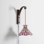 Cargar imagen en el visor de la Galería, Pink Petal Stained-Glass Plug-In Wall Sconce product view