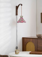 Cargar imagen en el visor de la Galería, Pink Petal Stained-Glass Plug-In Wall Sconce product view