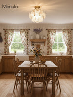 Cargar imagen en el visor de la Galería, Lámpara de techo redonda de disco de vidrio Sevra, de latón, para dormitorio