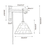 Load image into Gallery viewer, Walnut Swing-Arm Capiz Shell Plug-In Wall Sconce - dimension drawing 5