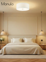 Load image into Gallery viewer, Contemporary Drum Ceiling Light - Fabric Shade Flush Mount for Living Room