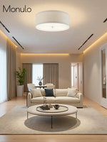 Load image into Gallery viewer, Contemporary Drum Ceiling Light - Fabric Shade Flush Mount for Living Room
