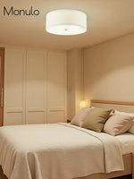 Load image into Gallery viewer, Contemporary Drum Ceiling Light - Fabric Shade Flush Mount for Living Room