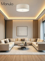 Load image into Gallery viewer, Contemporary Drum Ceiling Light - Fabric Shade Flush Mount for Living Room