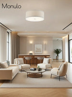 Load image into Gallery viewer, Contemporary Drum Ceiling Light - Fabric Shade Flush Mount for Living Room
