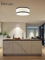 Load image into Gallery viewer, Contemporary Drum Ceiling Light - Fabric Shade Flush Mount for Living Room