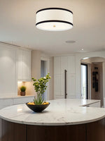 Load image into Gallery viewer, Contemporary Drum Ceiling Light - Fabric Shade Flush Mount for Living Room