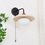 Load image into Gallery viewer, Travertine and Walnut Accent Wall Lamp - product view 3