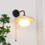 Load image into Gallery viewer, Travertine and Walnut Accent Wall Lamp - product view 8