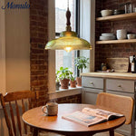 Bild in Gallery-Viewer laden, Verdoma Mid-Century-Modern Hängeleuchte aus strukturiertem Glas – Vintage-Stil für Esszimmer