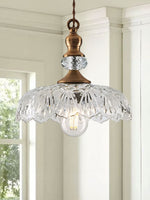 Load image into Gallery viewer, Vintage Brass Clear Glass Flower Pendant Light For Kitchen Island