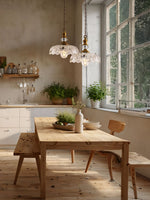 Load image into Gallery viewer, Vintage Brass Clear Glass Flower Pendant Light For Kitchen Island