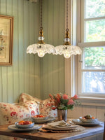 Load image into Gallery viewer, Vintage Brass Clear Glass Flower Pendant Light For Kitchen Island