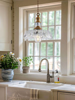 Load image into Gallery viewer, Vintage Brass Clear Glass Flower Pendant Light For Kitchen Island