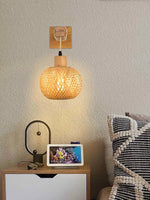 Cargar imagen en el visor de la Galería, Aplique de pared vintage de madera de bambú japonés