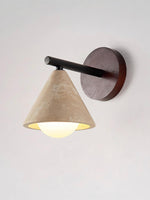 Load image into Gallery viewer, Wabi-Sabi Style Travertine Cone Shade Wall Light