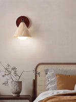 Load image into Gallery viewer, Wabi-Sabi Style Travertine Cone Shade Wall Light