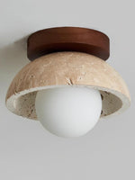 Load image into Gallery viewer, Wabi-Sabi Style Travertine Dome Ceiling Light for Living Room