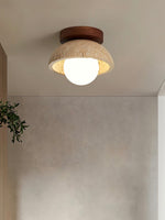 Load image into Gallery viewer, Wabi-Sabi Style Travertine Dome Ceiling Light for Living Room