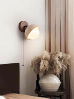 Cargar imagen en el visor de la Galería, Lámpara de pared de media esfera de travertino estilo Wabi-Sabi