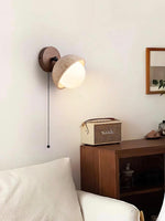 Cargar imagen en el visor de la Galería, Lámpara de pared de media esfera de travertino estilo Wabi-Sabi