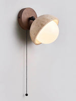 Cargar imagen en el visor de la Galería, Lámpara de pared de media esfera de travertino estilo Wabi-Sabi