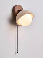 Cargar imagen en el visor de la Galería, Lámpara de pared de media esfera de travertino estilo Wabi-Sabi