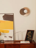 Cargar imagen en el visor de la Galería, Lámpara de pared redonda de madera de travertino estilo Wabi-Sabi