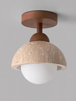 Load image into Gallery viewer, Wabi-Sabi Travertine Dome Ceiling Light